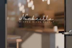 Logo Mockup on Glass Window Shop
