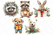 Christmas Animals Watercolor Clipart, an Illustration by DreamPrint404 (Thumbnail 5 of 5)