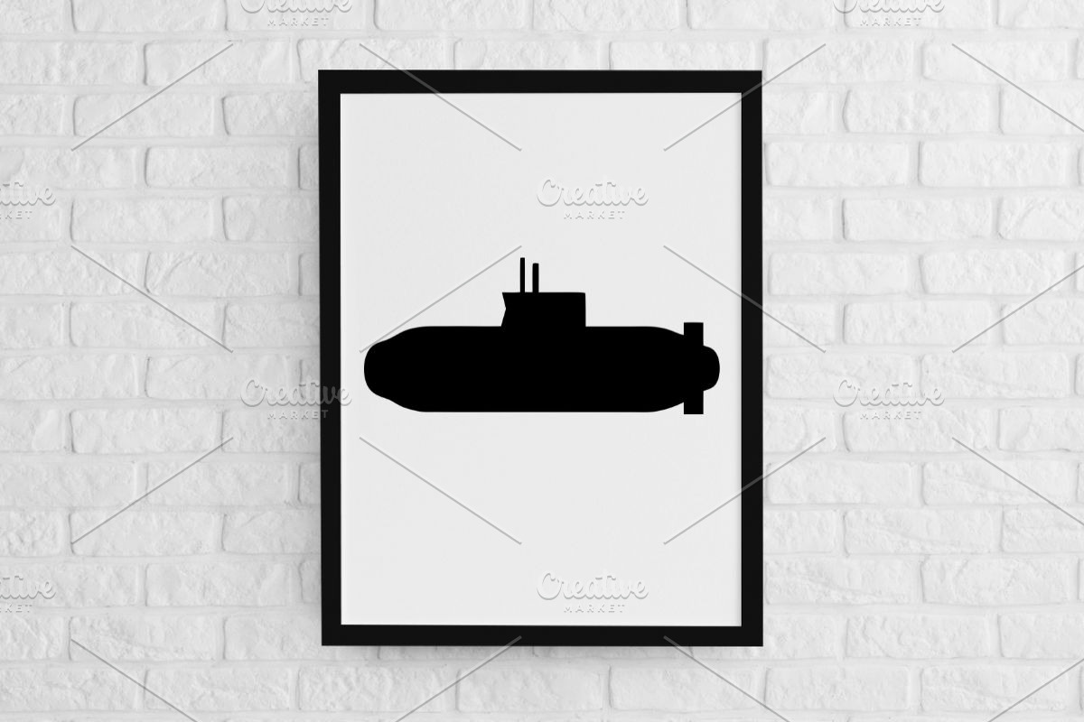 Submarine Silhouette SVG, a Technology Illustration by newminddesign (Photo 2 of 3)