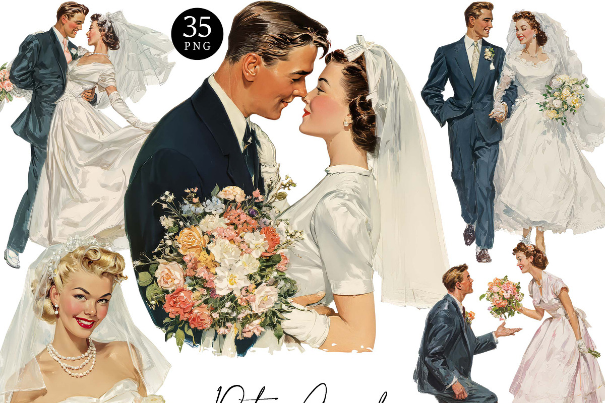 Vintage Wedding Bride and Grooms, a Person Illustration by Design Scotch (Photo 1 of 9)