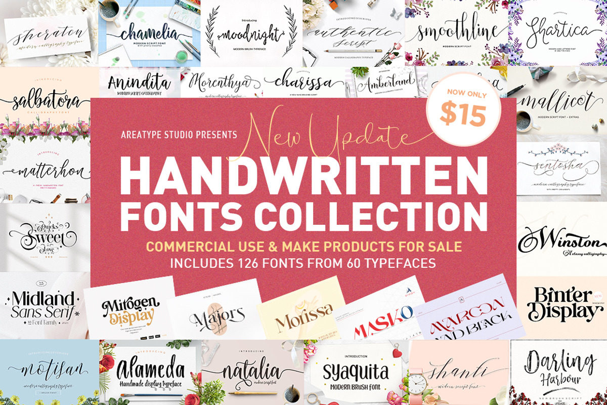 Handwritten Fonts Collection, a Script Font by Areatype (Photo 62 of 62)