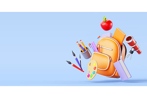 3d back to school concept with open, an Education Illustration by Marozhkastudio