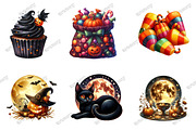 Happy Halloween Watercolor Clipart, an Illustration by designcity5 (Thumbnail 2 of 5)