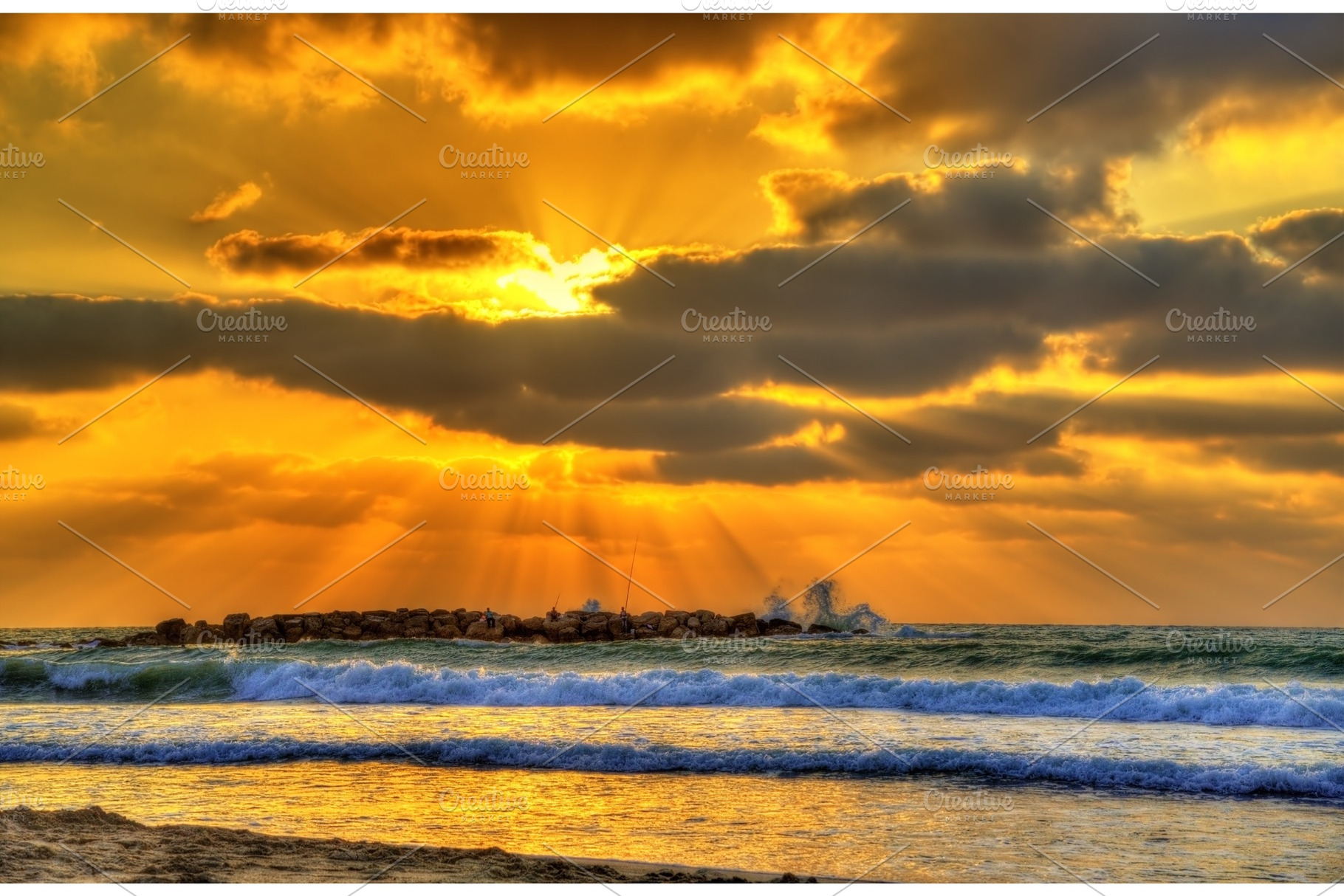 Sunset at the Mediterranean Sea in Haifa, a Nature Photo by Leonid Andronov