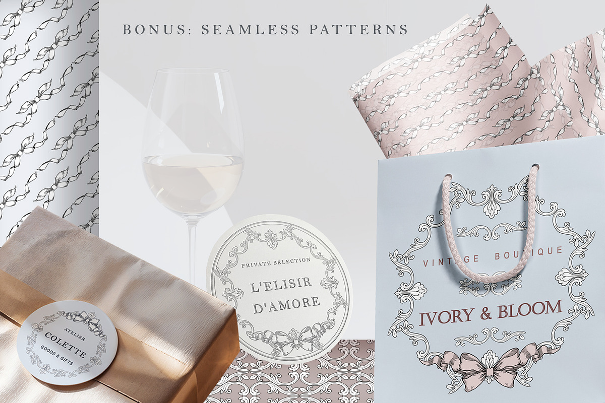 Vintage Vector Frames & Bows, a Decorative Illustration by EL_SUHOVA (Photo 10 of 11)