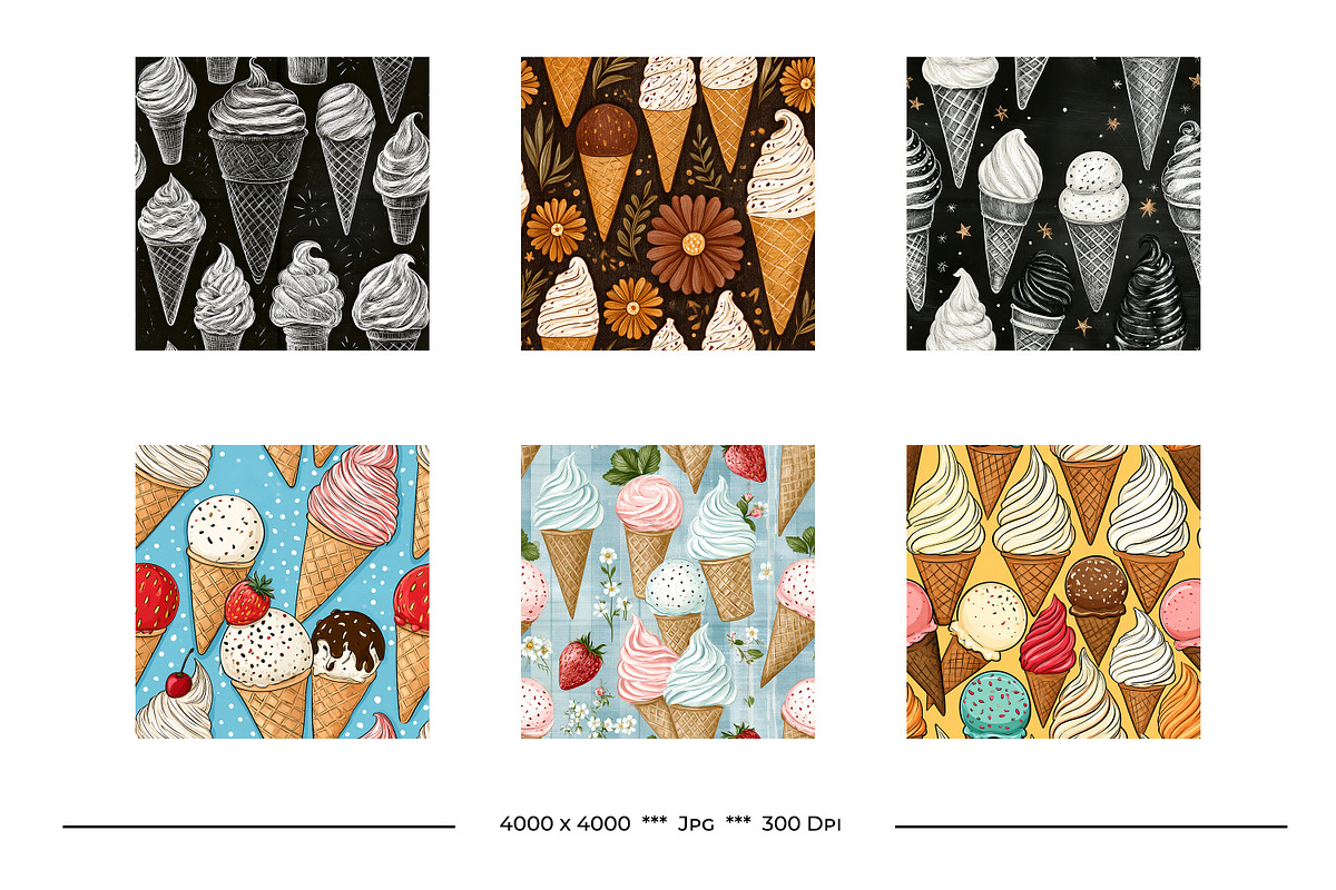 Ice Cream Retro Art Style Patterns, a Pattern Graphic by karenfoleyphoto (Photo 4 of 10)