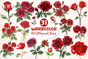 Red Lithograph Roses Clipart, an Illustration by Dream Creation (Thumbnail 1 of 4)