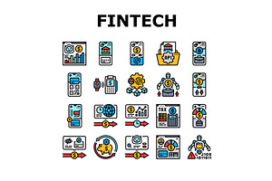 fintech blockchain payments icons, an Object Illustration by pikepicture