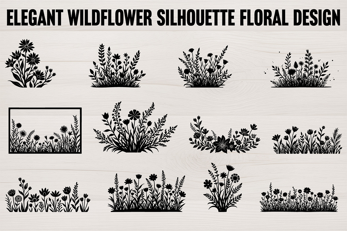 Vintage Wildflower Silhouette Floral, an Illustration by BIPLOB EXPERT