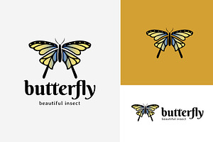 Simple Green Vintage Butterfly Logo