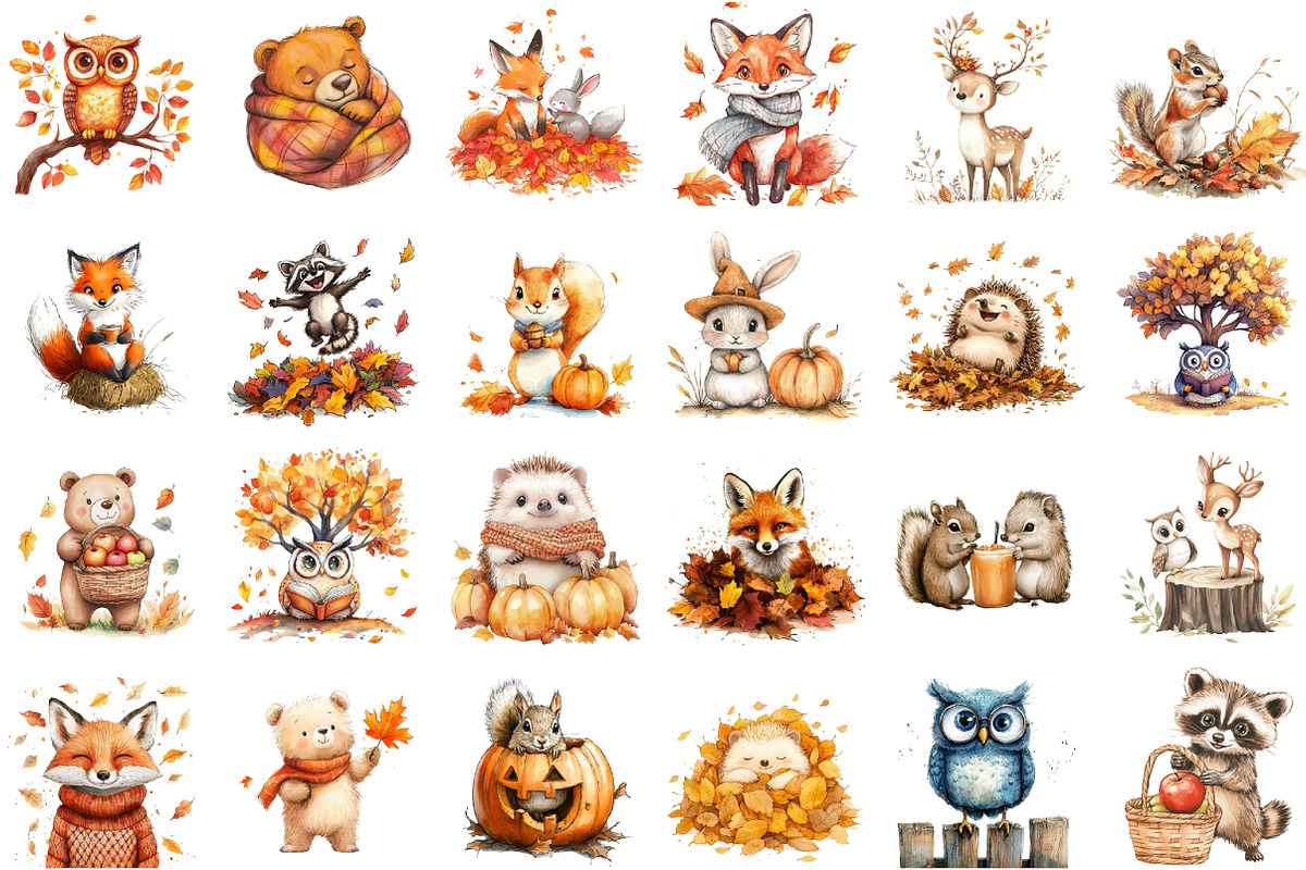 Autumn,Fall Animals Clipart, an Illustration by Sublimation Artist (Photo 2 of 6)