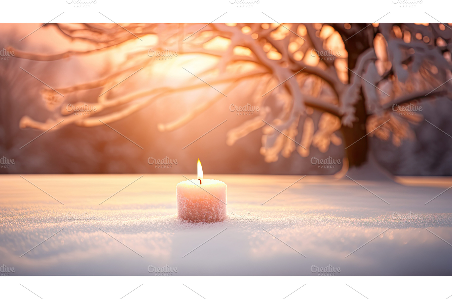 cold snow candle ai generated, a Holiday Photo by pikepicture