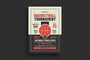 Retro Basketball Tournament Flyer, a Print Template by VectorVactory