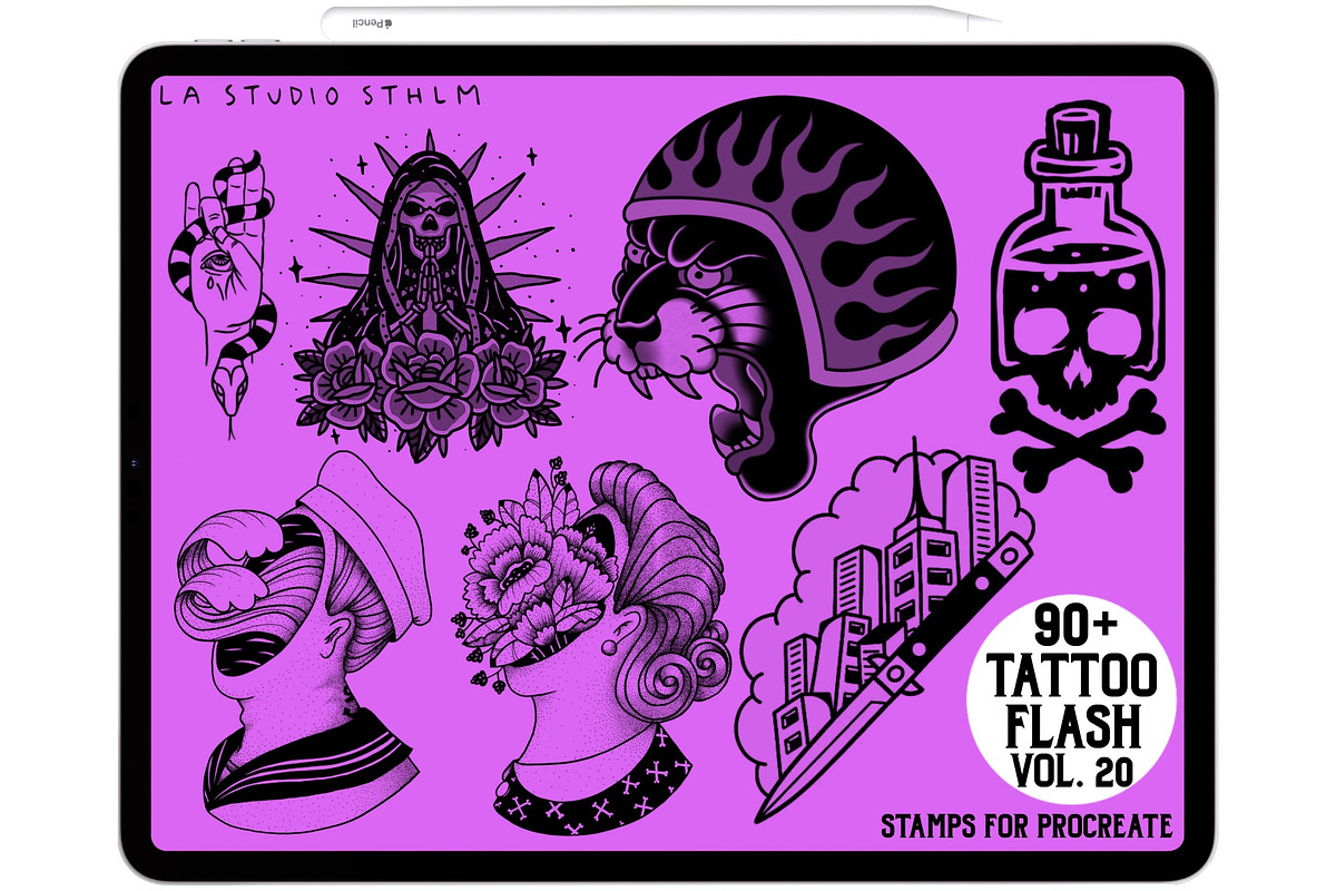 Tattoo Flash Vol. 20 - Stamp Set, a Brush Add-On by LA Studio Sthlm (Photo 3 of 6)