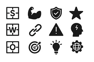 Various black and white icons, an Object Illustration by ZinetroN