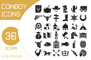 Cowboy and Wild West Icons, a Solid Icon by Designfour