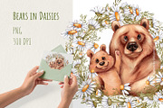 Bears in Daisies Clipart PNG, an Animal Illustration by Gribanessa (Thumbnail 2 of 4)