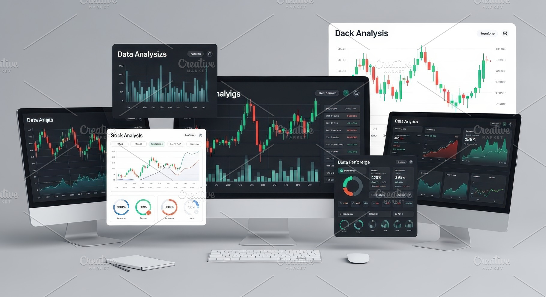 Stock market data analysis multiple, a Photo by Pixeness Studio