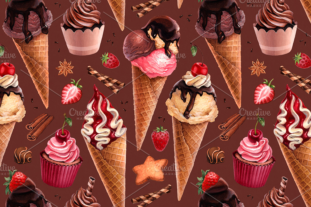 Ice cream illustrations kit, a Food Illustration by Sundra (Photo 6 of 9)