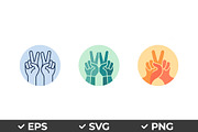 Peace Hand Sign Vector Icons, an Object Graphic by Artonix (Thumbnail 1 of 3)