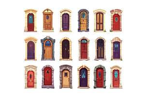 Cartoon wooden doors. Modern old, an Object Illustration by Stock-Smart-Start