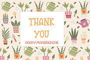 Potted plants clipart & paper set, an Illustration by Poppymoondesign (Thumbnail 5 of 5)