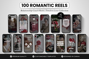 100 Romantic Instagram Reels, a Social Media Template by DigiPax