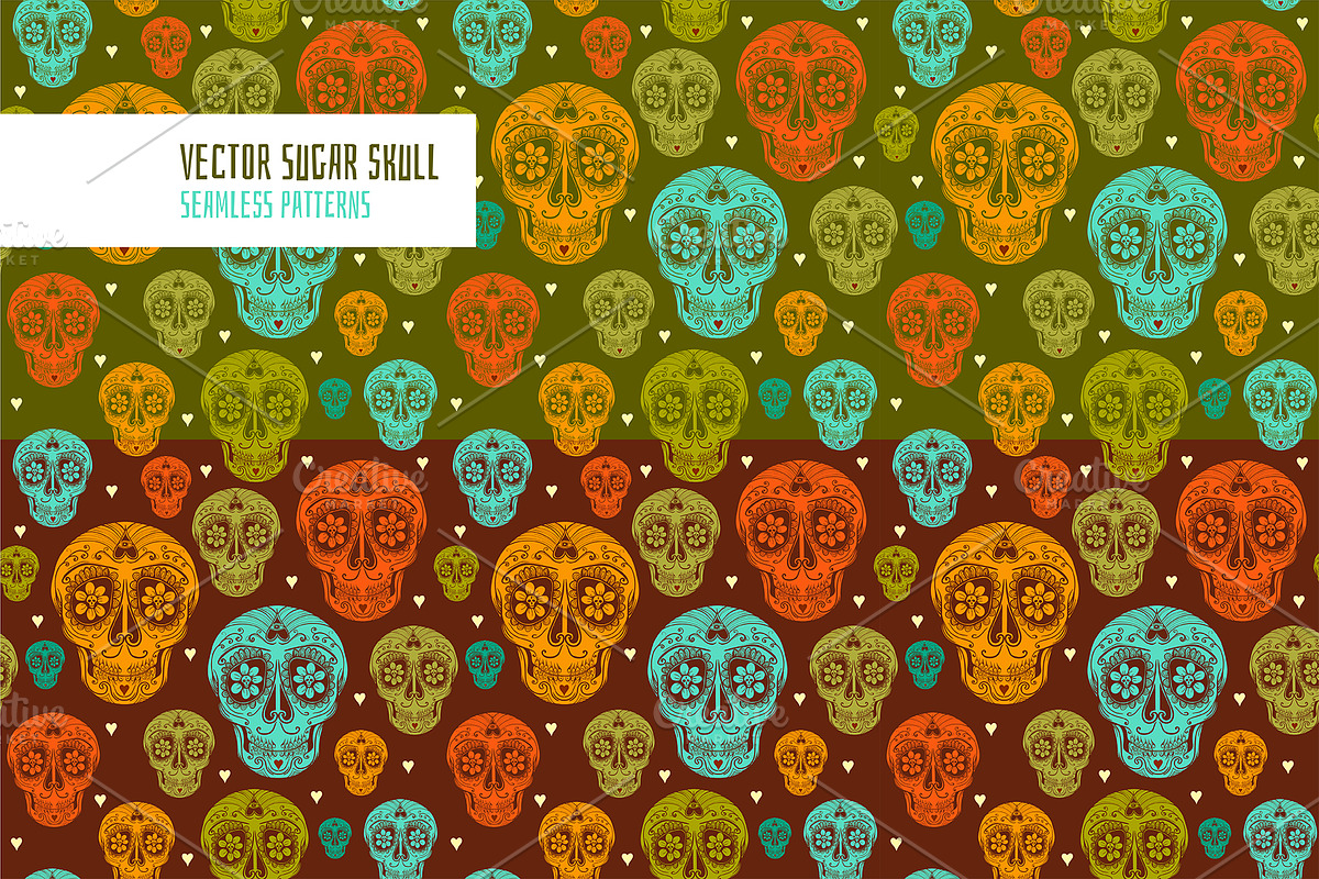 Vector Sugar Skull with roses, a Pattern Graphic by Shusha Guna Art (Photo 5 of 8)