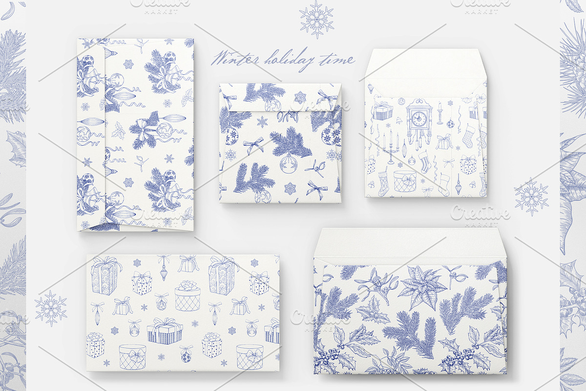 Christmas patterns Vector set Toile, a Pattern Graphic by ON_lineart_store (Photo 2 of 10)