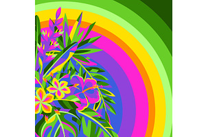 Background With Tropical Flowers And