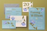 Blue Floral Wedding Set, an Invitation Template by graphicook (Thumbnail 3 of 3)