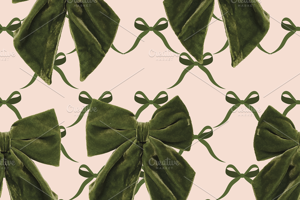 Green Bow Collection Seamless (9), a Pattern Graphic by Amy Lynn Grover (Photo 1 of 9)