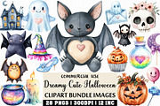 Watercolor Dreamy Cute Halloween PNG, an Illustration by Craft Nest (Thumbnail 1 of 6)