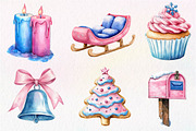 Pink and Blue Christmas Clipart, an Illustration by Dream Creation (Thumbnail 6 of 7)