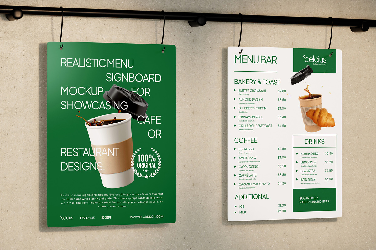 Menu Signboard Mockup, an Advertising Mockup by SLAB! Design