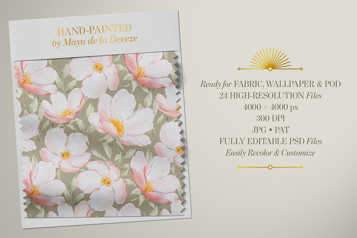 Château Rose Watercolor Patterns, a Pattern Graphic by Deveze Art & Co (Photo 2 of 10)
