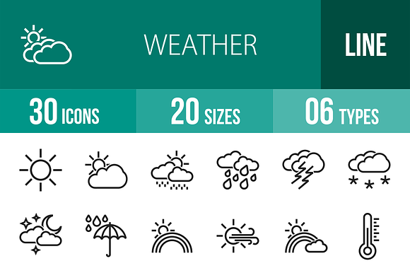 30 Weather Line Icons