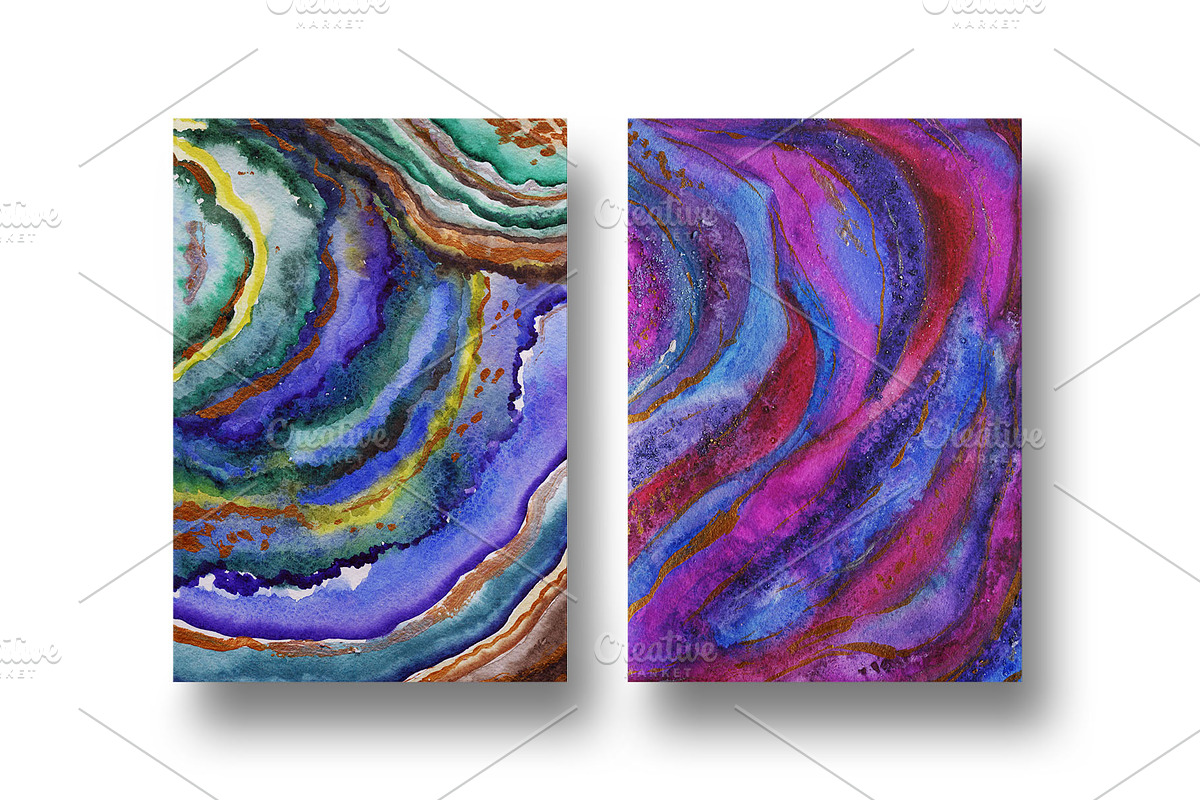 Agate 2 watercolor collection, a Texture Graphic by digital_essence (Photo 6 of 12)