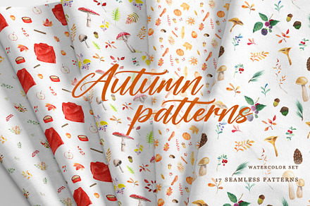 Watercolor autumn patterns