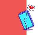 Cracked Phone Cartoon Vector, a Technology Illustration by Artstorystudio (Thumbnail 2 of 3)