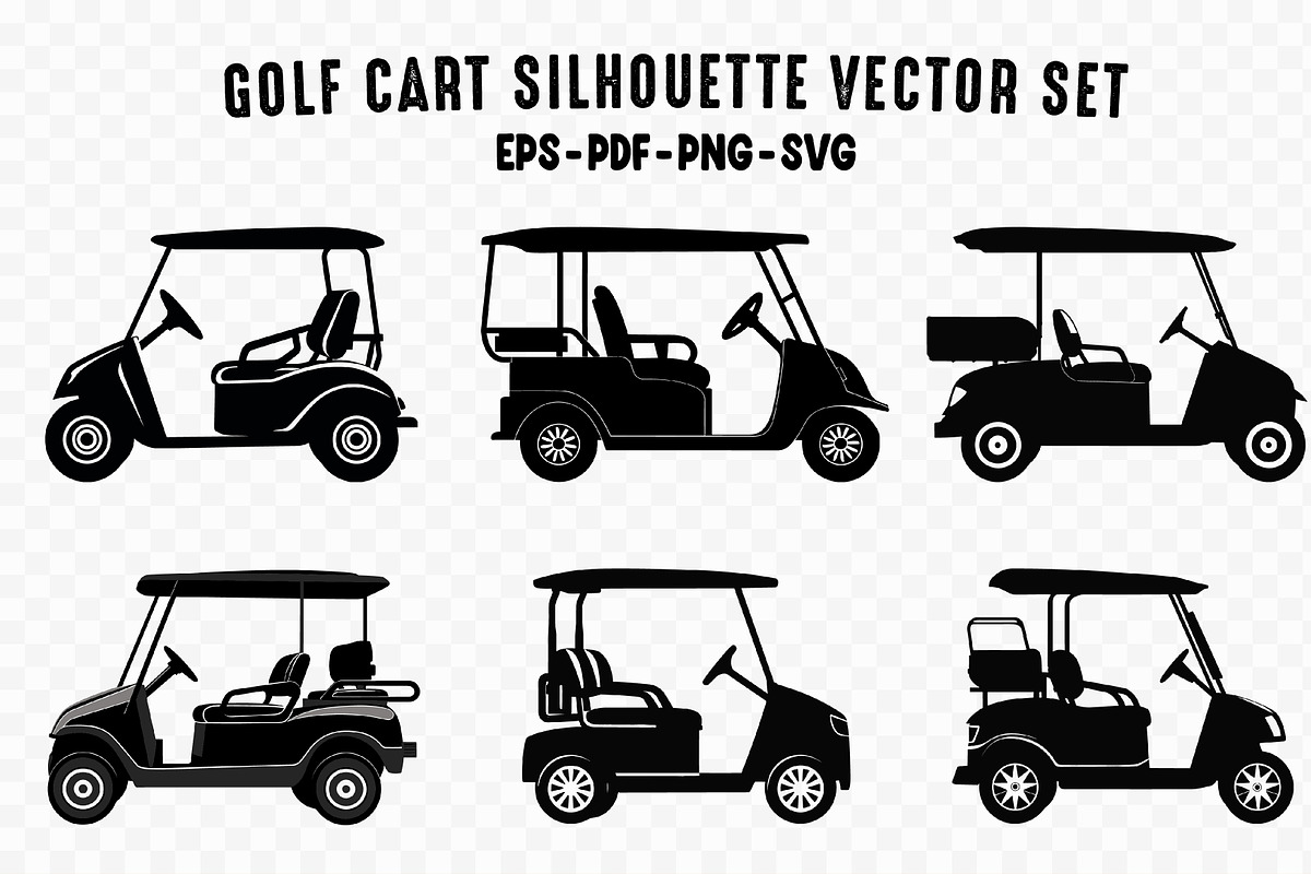 Golf Cart Silhouette Vector SVG Set, a Transportation Illustration by Gfx Expert Team (Photo 3 of 3)