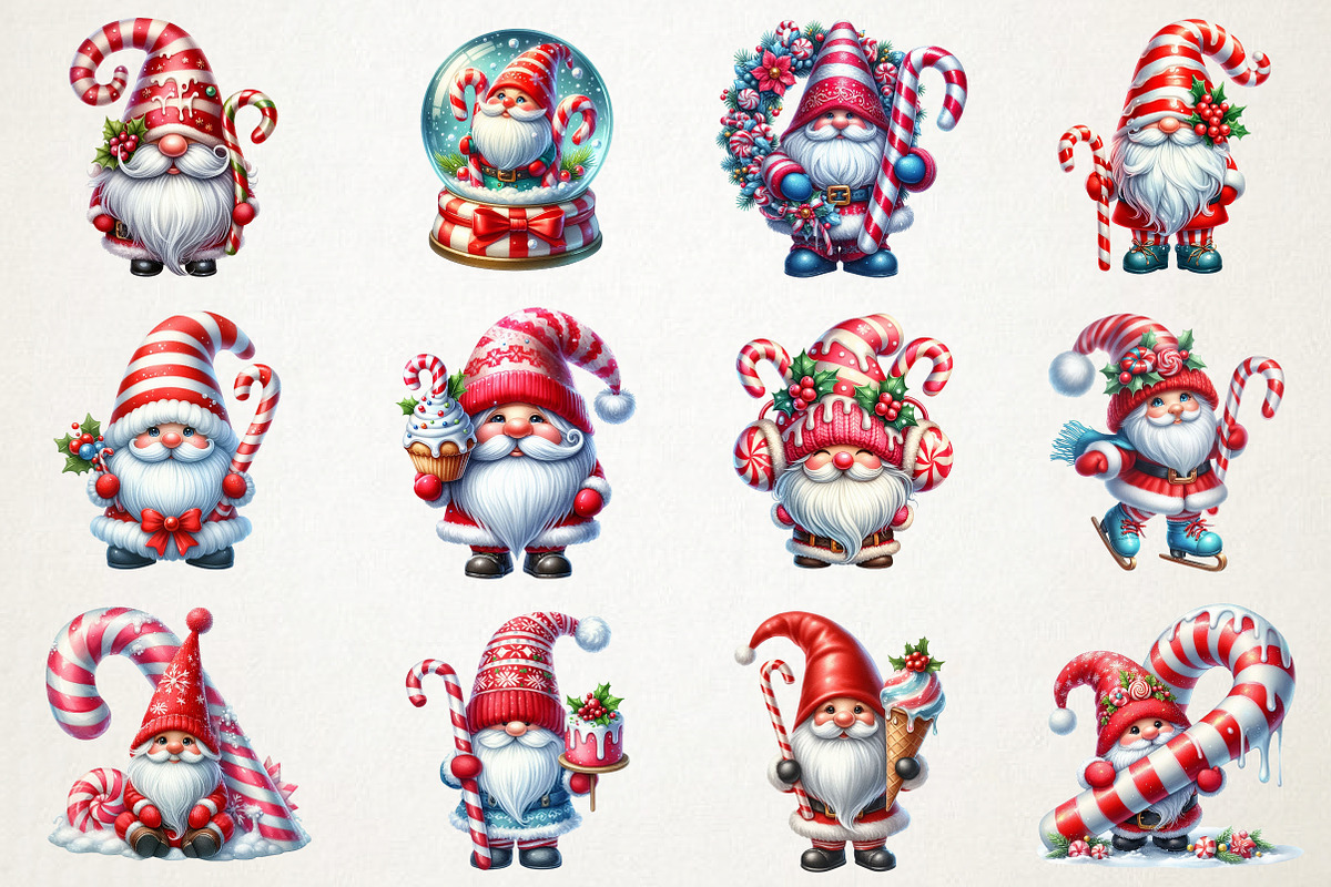 Christmas Candy Cane ICING Gnome PNg, an Illustration by RobertsArt (Photo 5 of 5)