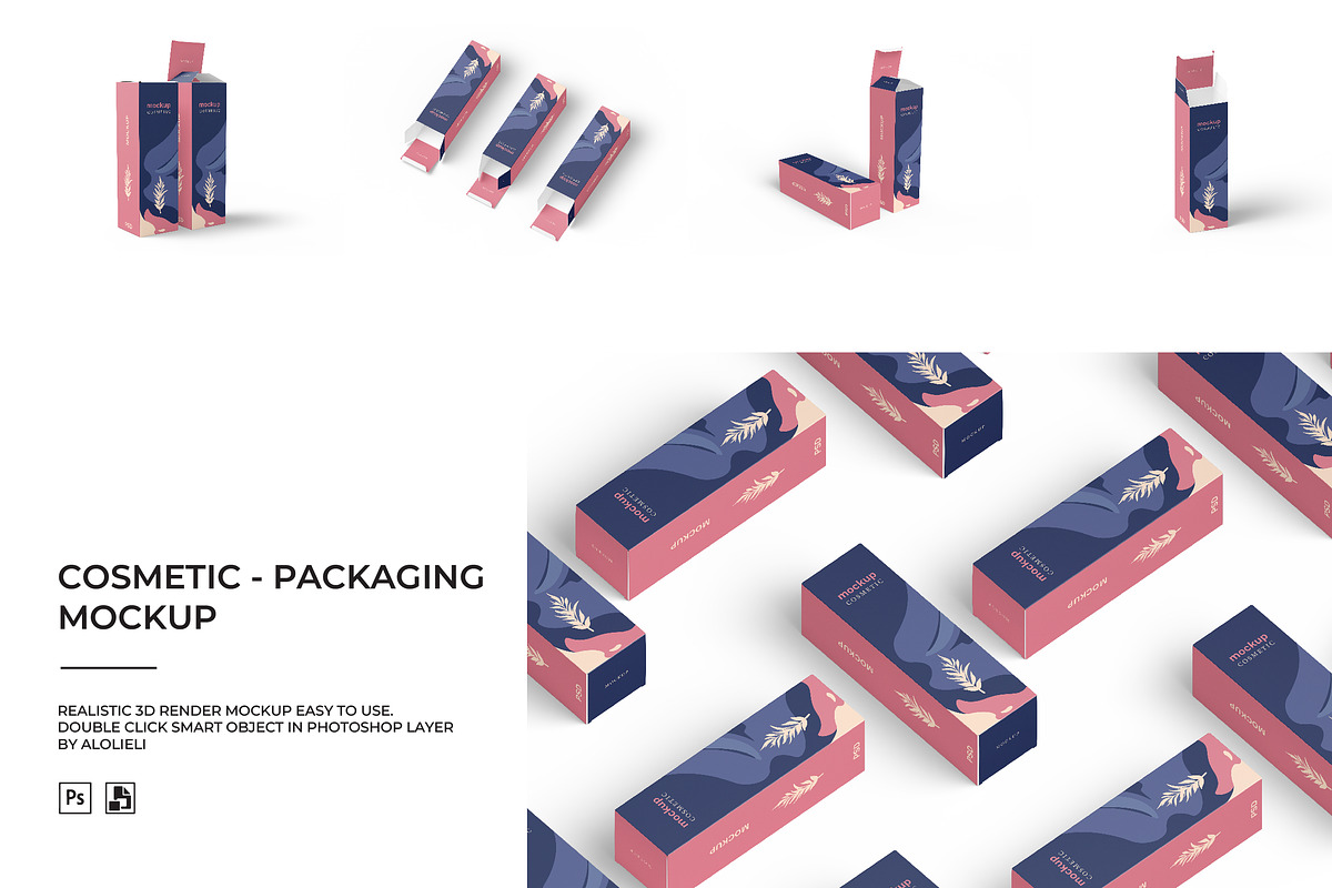 Cosmetic Box Packaging Mockup, a Packaging Mockup by Alolieli Studio (Photo 1 of 2)