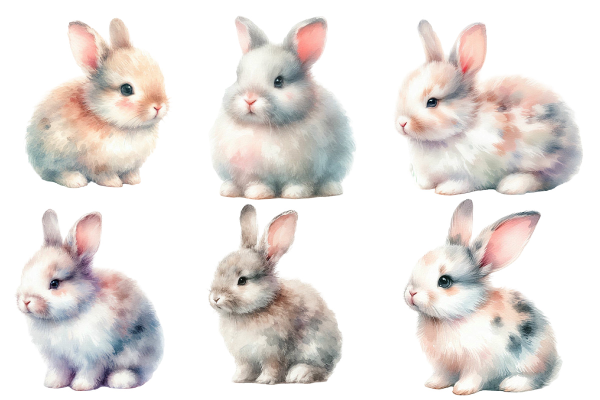 Watercolor Rabbit clipart, an Illustration by Designworld (Photo 3 of 6)