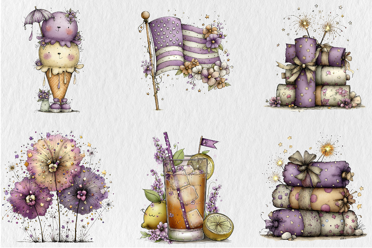 Whimsical 4th of July Clipart, a Seasonal Illustration by Rose Art (Photo 3 of 5)