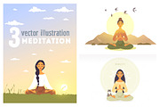 Meditation girls, a Healthcare Illustration by JulianArt (Thumbnail 1 of 4)