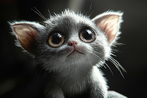 Adorable Big-Eyed Kitten Close-Up, an Animal Photo by Ales Munt