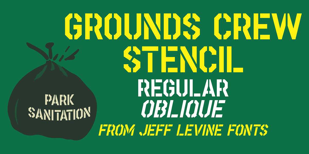 Grounds Crew Stencil JNL, a Font by Jeff Levine Fonts (Photo 1 of 5)