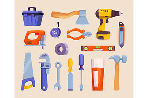 Construction tools. Repair items for, an Illustration by Onyx