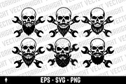 Skull mascot with crossed wrenches, a Person Illustration by Vectorhight (Thumbnail 1 of 3)
